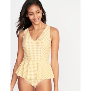 NWT Gingham Peplum Swimsuit
